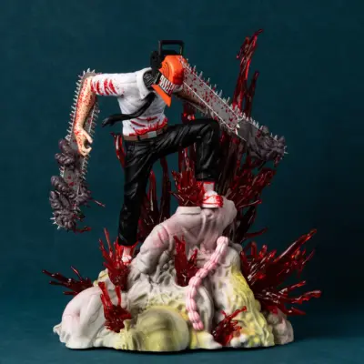 29cm Chainsaw Man Denji Pochita Battle Scene Anime Figure Model Statue
